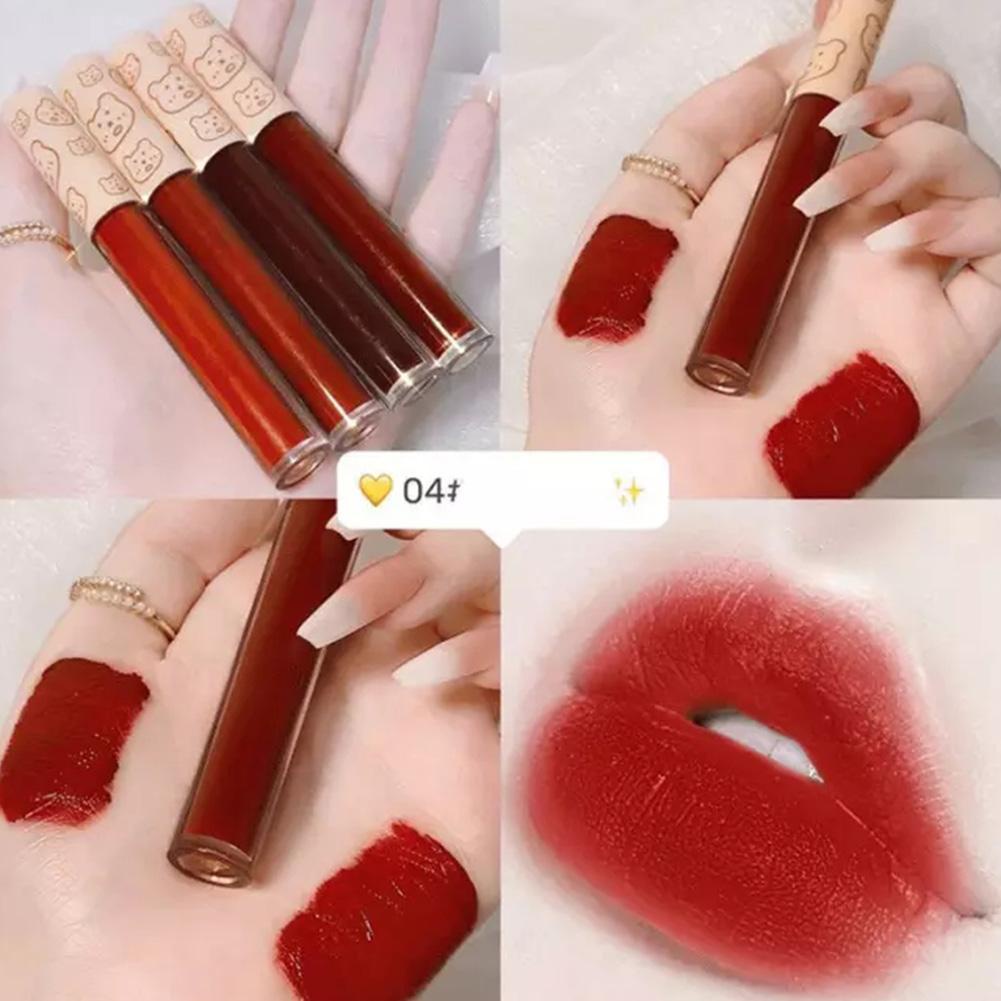 Set 4 Son Kem Lì Mịn Mượt Như Nhung Không Bết Dính Và Không Khô Môi 4 Màu Tùy Chọn I3K3