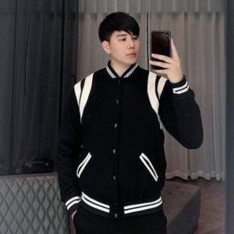 Áo Bomber Teddy Bóng Chày Sơn Tùng - Áo Khoác Không Cổ Có Cúc Bấm Chất Liệu Nỉ dày Mềm Giữ ẤM - HÀNG MỚ