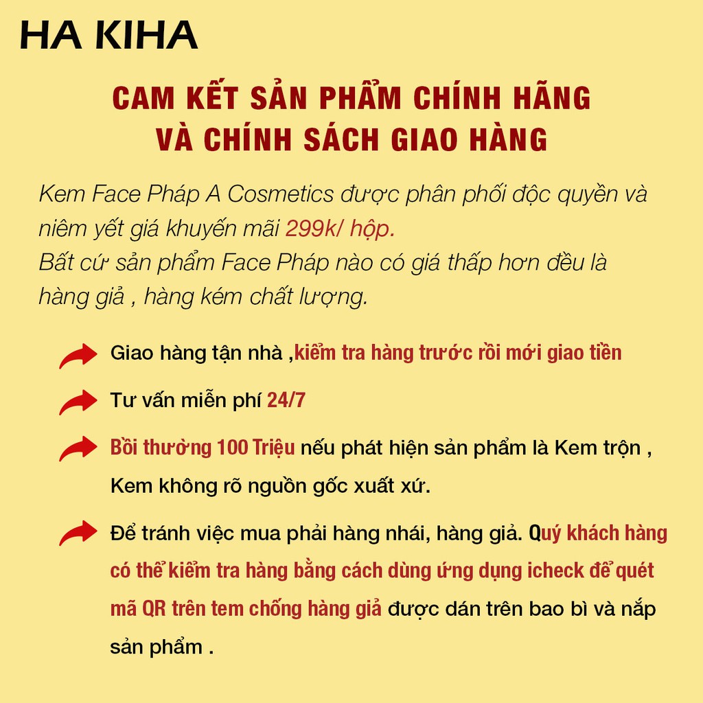 Kem Face Pháp A Cosmetics dưỡng trắng da mặt cấp ẩm tăng sinh collagen x3 hỗ trợ trị mụn phục hồi tái tạo da HAKIHA | BigBuy360 - bigbuy360.vn
