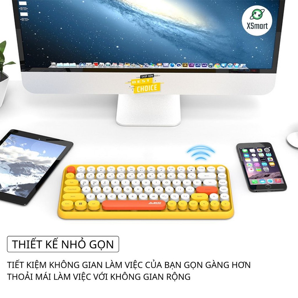 Bàn phím bluetooth không dây cho điện thoại, máy tính bảng, laptop, pc máy tính bàn siêu CUTE 308, phím cực thích