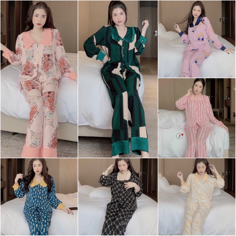 [Mã 2611THTRANG100K hoàn 10% xu đơn 99K] Bộ Đồ Ngủ Pijama Nữ💖Bộ Lụa Tay Dài Tiểu Thư Cao Cấp [Ảnh Thật] [Siêu Đẹp]