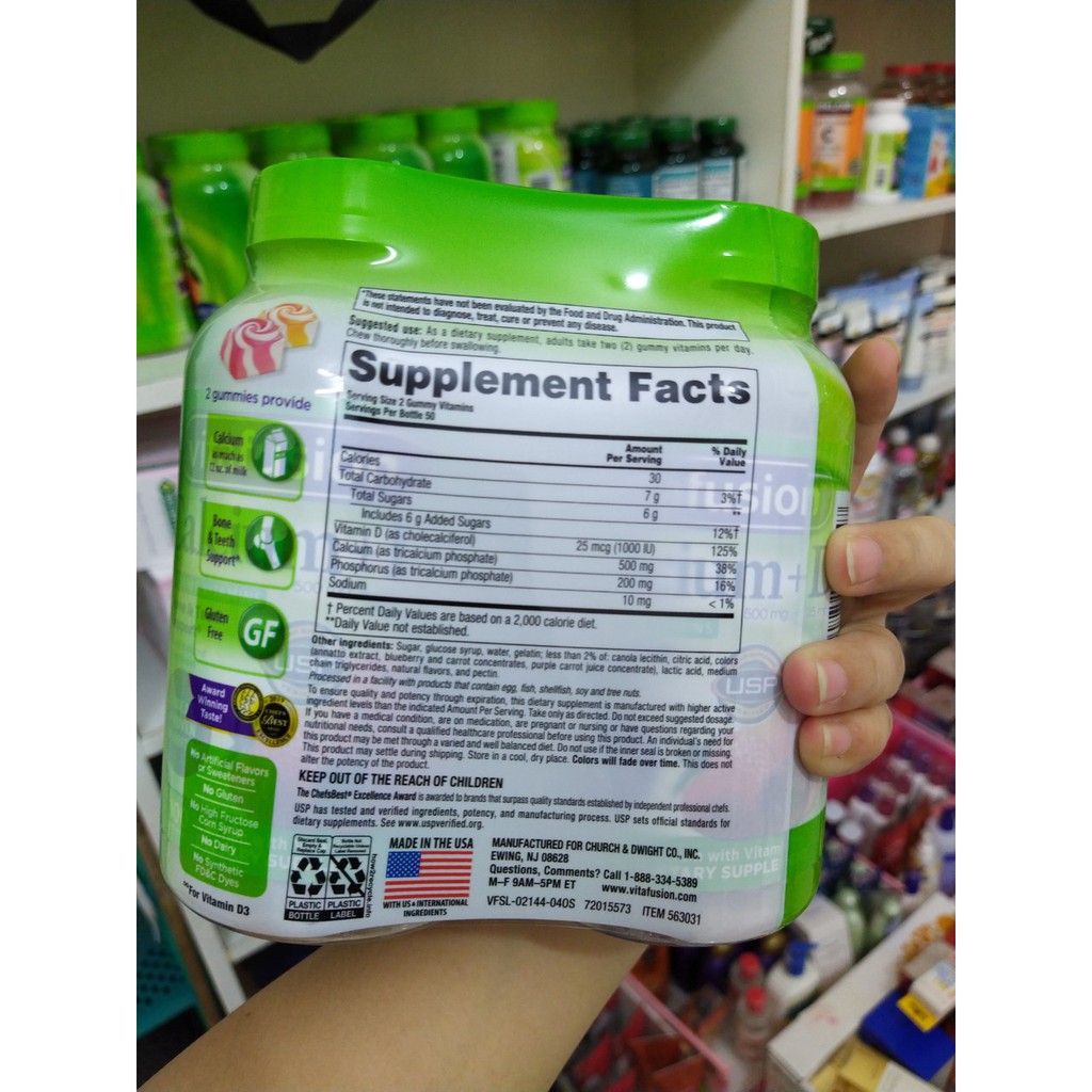 [HSD5-2022]Kẹo dẻo Vitafusion calcium 500 bổ xung vitamin và khoáng chất