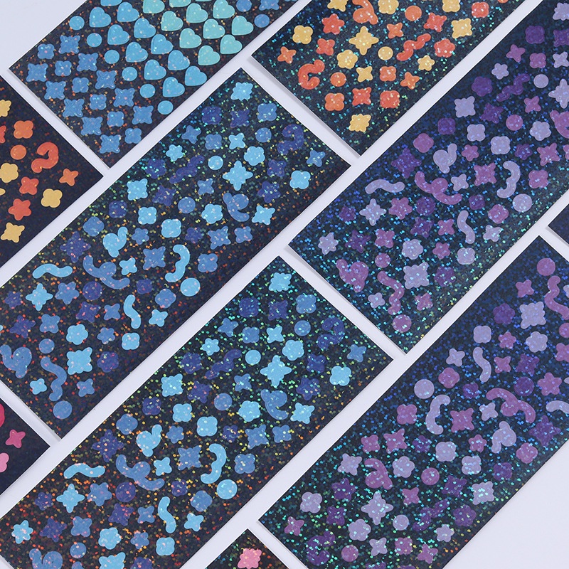 Sticker Dán Trang Trí Toploader Confetti Sổ Ruy Băng Trái Tim Lấp Lánh