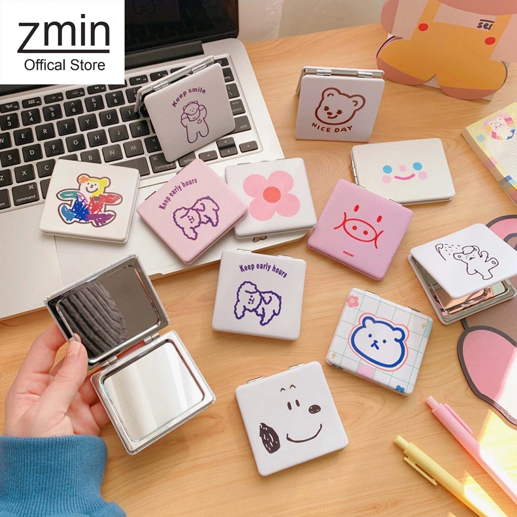 Gương mini gập gọn cầm tay Zmin, thiết kế thời trang chất liệu cao cấp - P041