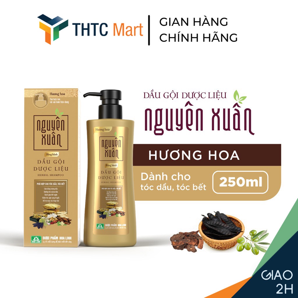 Dầu gội dược liệu Nguyên Xuân Bồng bềnh 250ml ngát hương hoa - Dành cho tóc dầu, tóc bết