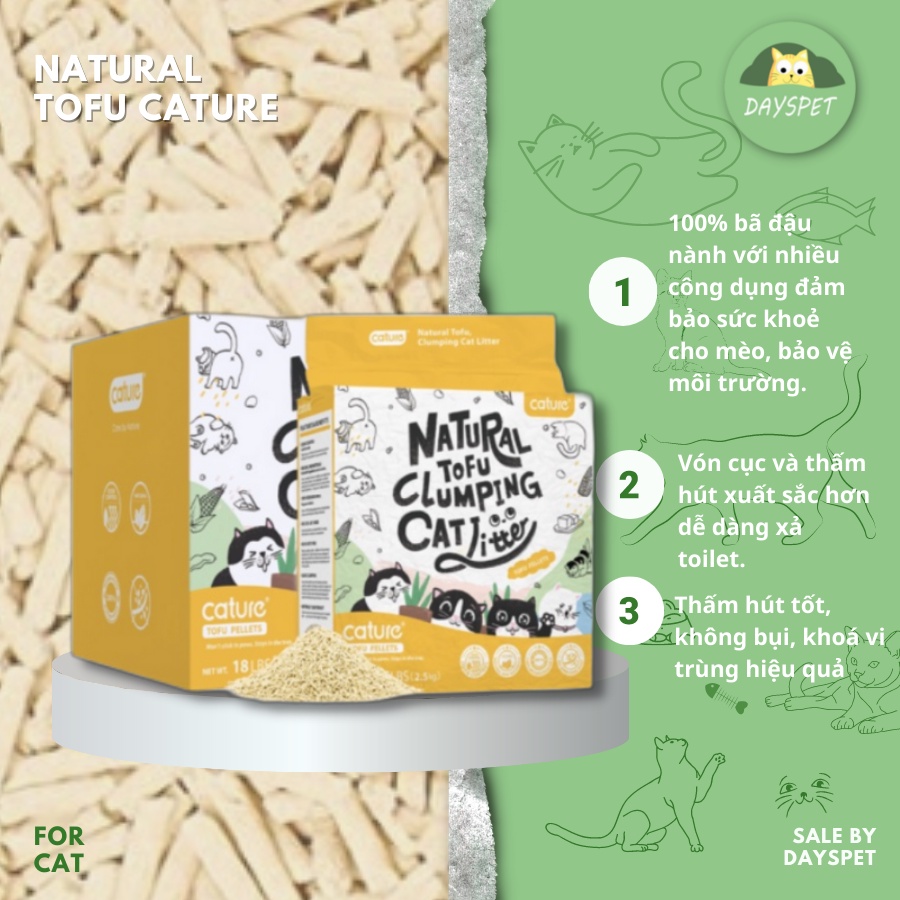 Cát Natural tofu cature Cát đậu nành kiểm soát mùi cực mạnh không gây bụi cho mèo Dayspet