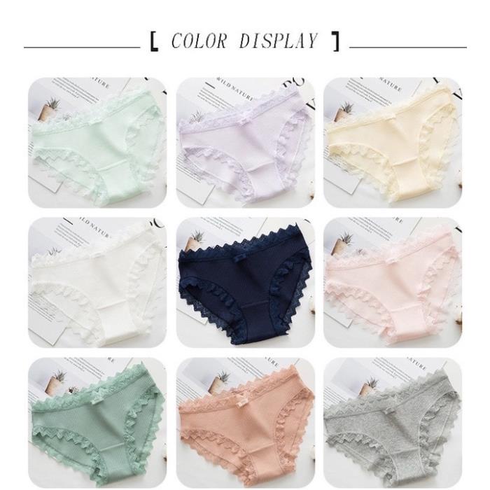 ❤️ Quần Lót Nữ Cotton viền ren gân tăm kháng khuẩn hoạ tiết viền ren sexy điệu đà Mẫu 029 ❤️