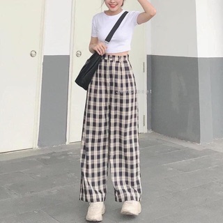 Set bộ áo crotop quần kẻ siêu trend
