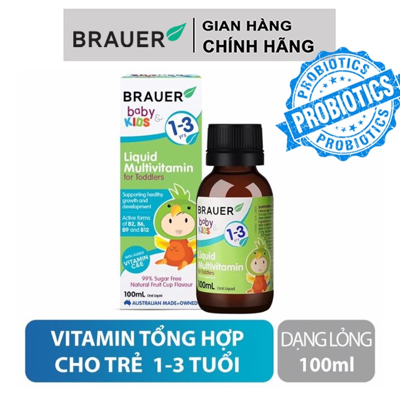 Brauer Liquid Multivitamin for Toddlers (1-3y) bổ sung Vitamin cho Bé vitamin tổng hợp