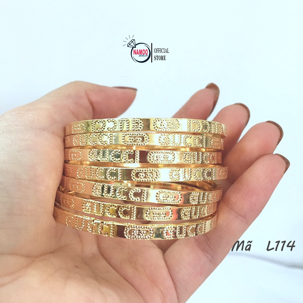 Lắc Tay Mạ Vàng L114, Bộ Ximen Nữ Bền Màu Khóa Lưỡi Gà Bản ngang 4 ly