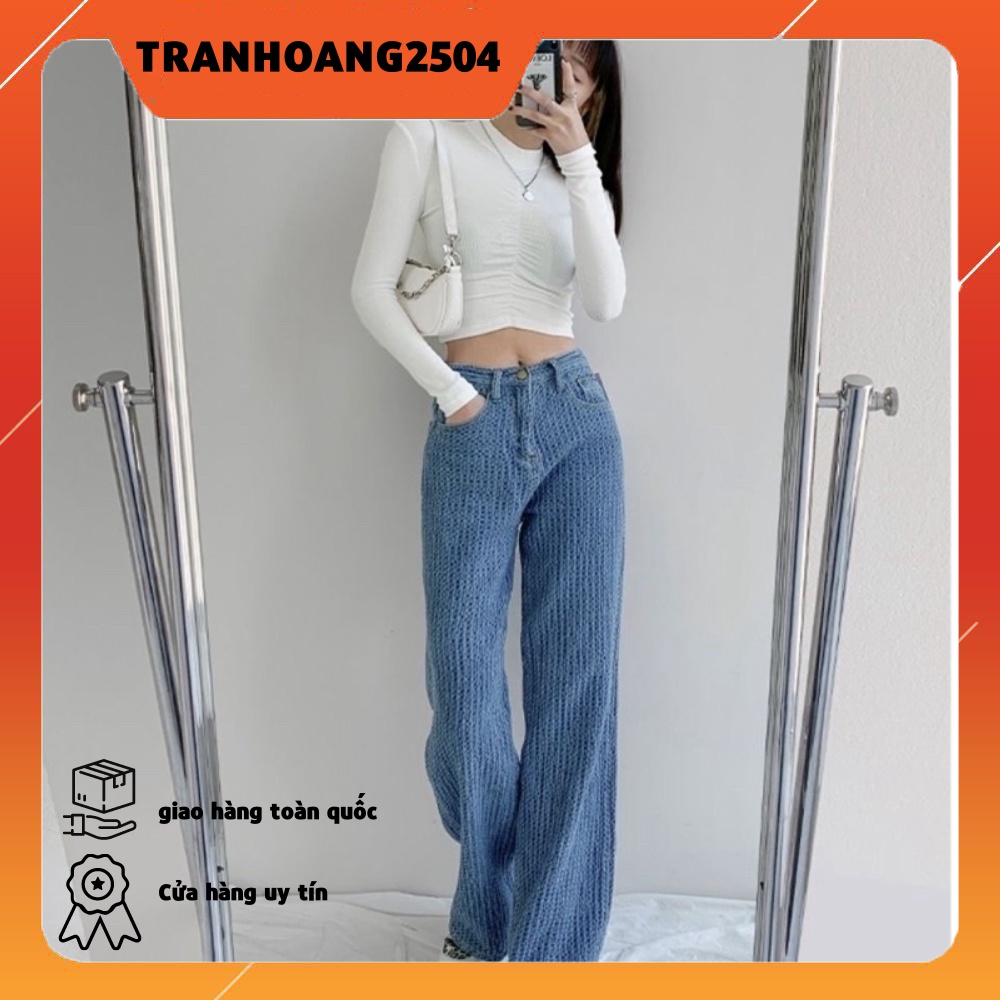 IMAODOU Quần Jeans Dài Ống Rộng Thời Trang Cho Nữ