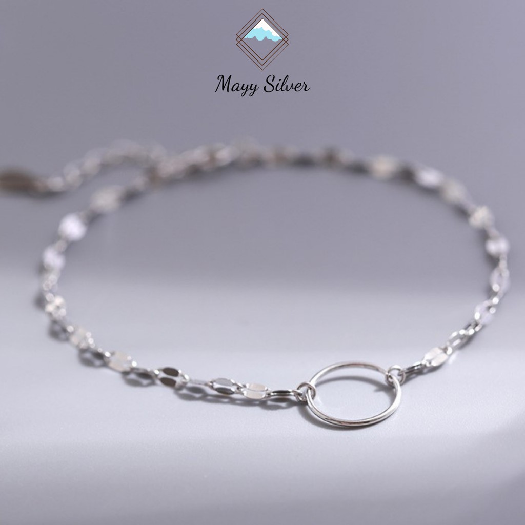 Lắc tay bạc Mayy Silver, vòng tay nữ mặt tròn basic xinh xắn  - Cici