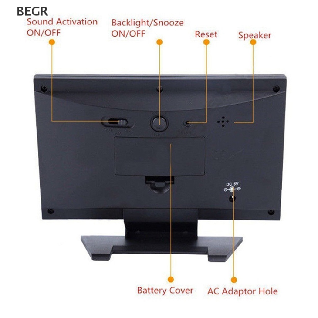 Đồng Hồ Báo Thức Điện Tử Hiển Thị Màn Hình LCD Nhiều Màu Sắc