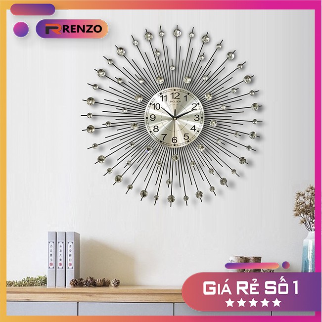 Đồng hồ treo tường hàng Việt Nam bảo hành 8 năm trang trí đẹp kích thước 75x75cm D1802B