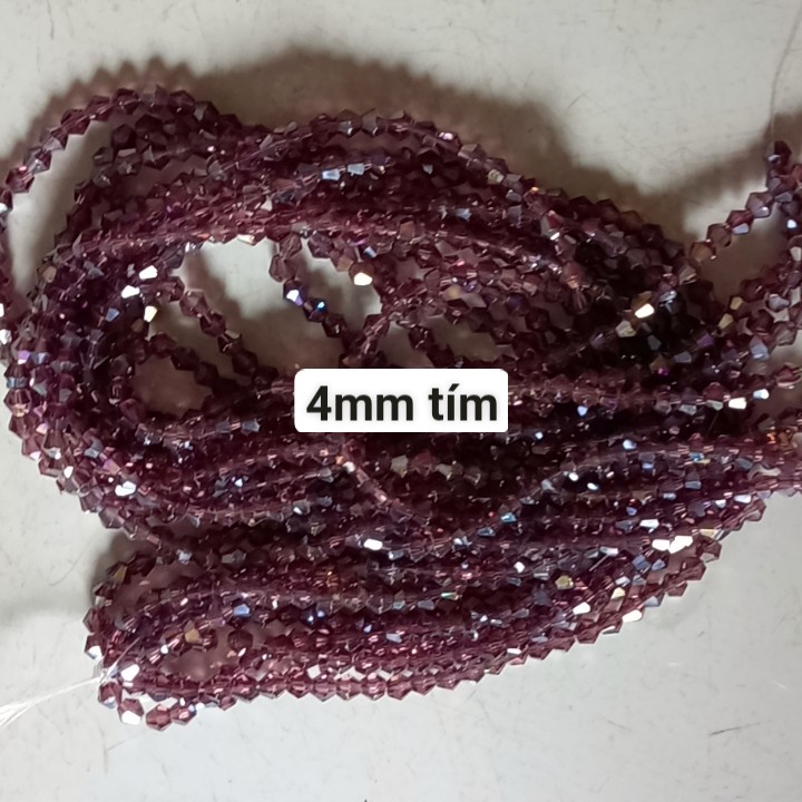 100 viên pha lê  nhiều màu 4mm hình chóp
