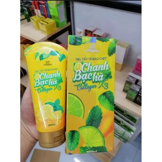 Gel tẩy tế bào chết collgen x3 đông anh - gel tẩy tế bào chết chanh bạc hà 200ml