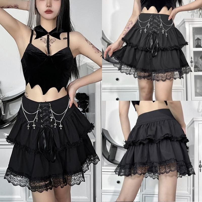 XIXI Chân Váy Lưng Cao Thiết Kế Đan Dây Độc Đáo Thời Trang Cho Nữ