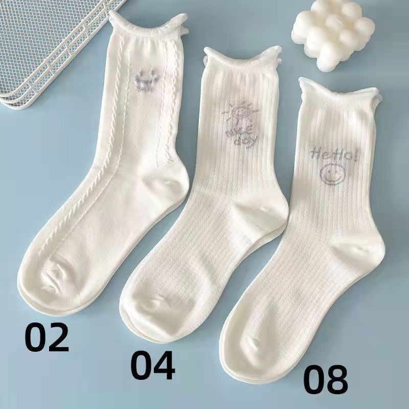 Vớ cotton Cổ Cao Thêu Họa Tiết Phong Cách Hàn Quốc Thời Trang Cho Nữ