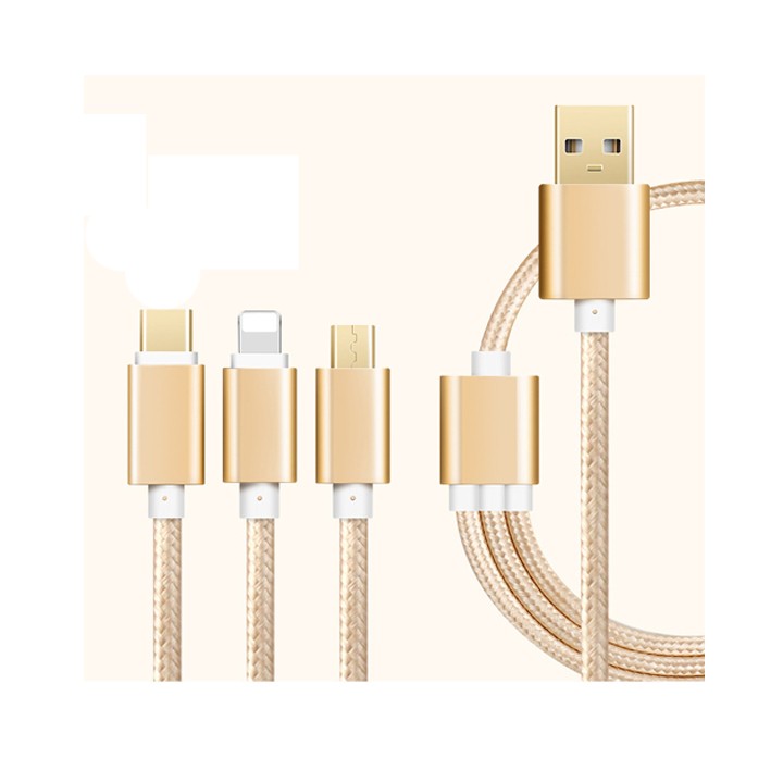 Cáp sạc 3 đầu Micro USB - Lightning - USB Type C