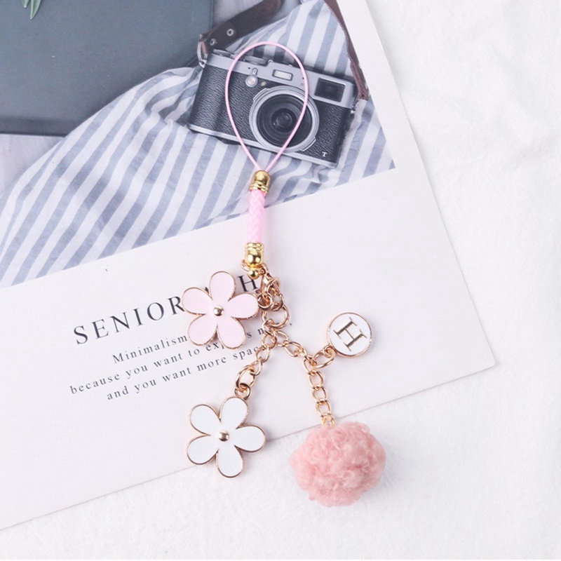 Móc Khóa Cục Bông Hoa Và Chữ D / H Cho Điện Thoại