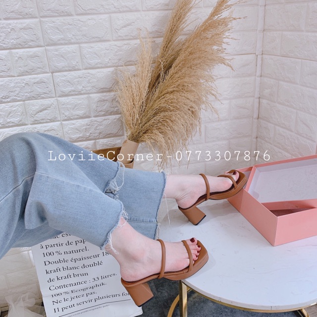 GUỐC NỮ LOVIIECORNER - DÉP GUỐC 9 PHÂN - GUỐC NỮ DÂY MẢNH - DÉP CAO GÓT 2 QUAI NGANG XỎ NGÓN D190907