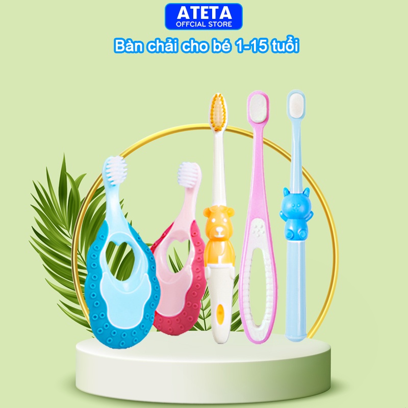 Bàn chải đánh răng cho bé ATETA lông mềm dễ thương trẻ em từ 1 đến 15 tuổi AT29