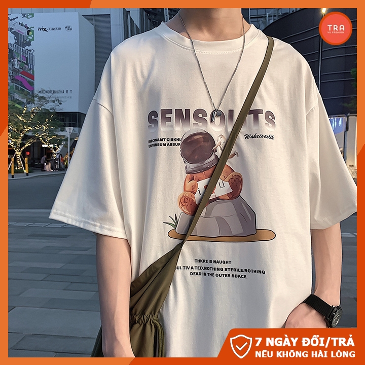Áo thun form rộng tay lỡ, áo phông rộng dáng unisex chất thun 4 chiều in SENSOLITS lạ mắt NTL110