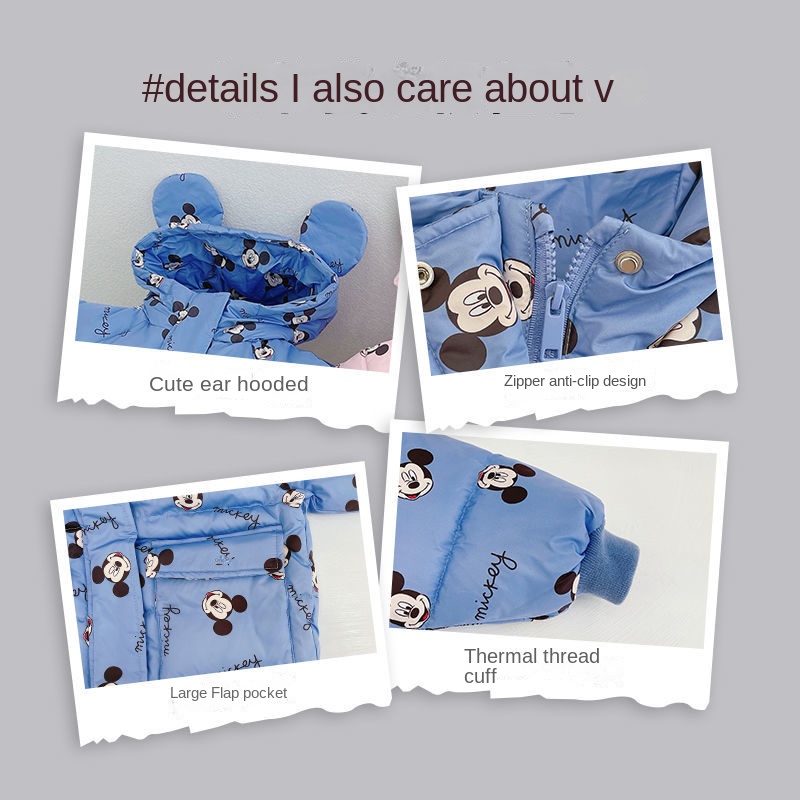 Áo Khoác Phao Đệm Bông Giữ Ấm In Hình Disney Thời Trang Thu Đông Dành Cho Trẻ Em