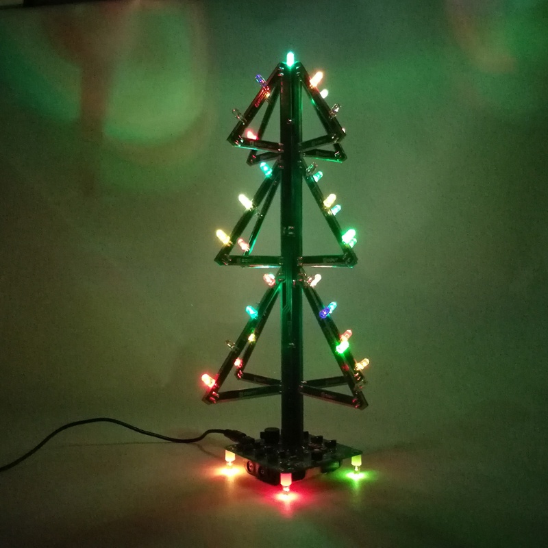 Bộ Cây Thông Noel Gắn Đèn LED 3D Phát Nhạc DIY