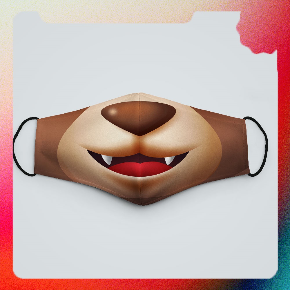 Khẩu trang vải đen EMOJIS-1354 BANATE chất liệu poly cotton 100% chống bụi in họa tiết 3d