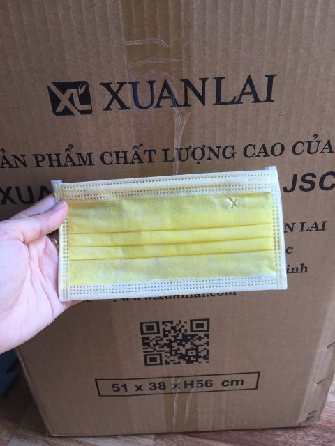 HỘP 50 CHIẾC KHẨU TRANG Y TẾ MÀU VÀNG | BigBuy360 - bigbuy360.vn