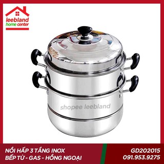 (Inbox Freeship) Nồi Hấp Inox Đa Năng 3 Tầng Size 28cm  - Home Center Leebland