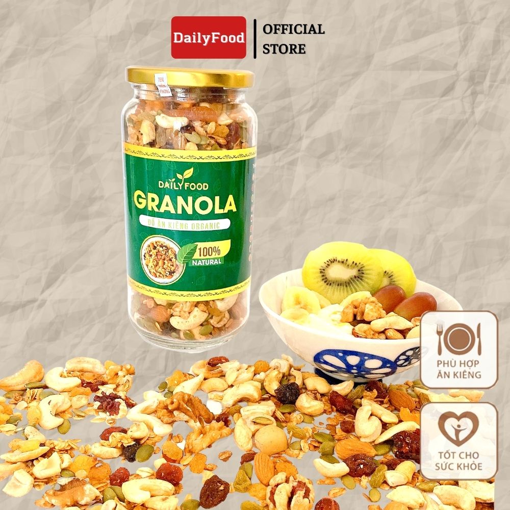 Granola ăn kiêng siêu hạt , Ngũ cốc giảm cân mix 9 loại hạt cao cấp Macca , Óc Chó DailyFood chính hãng