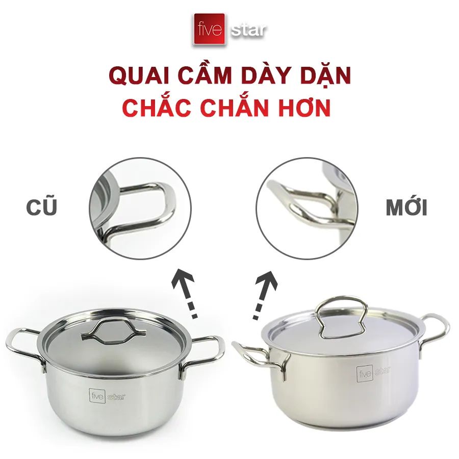 Bộ Nồi Inox Fivestar 3 món nắp kính