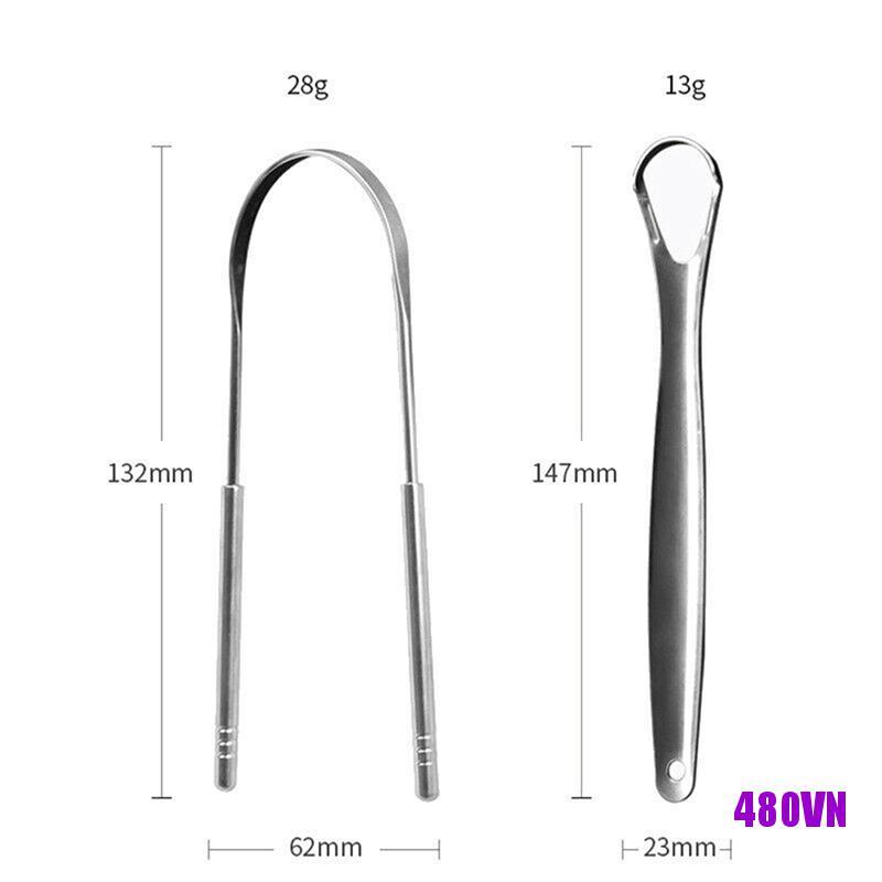 Set 2 Dụng Cụ Vệ Sinh Lưỡi Bằng Thép Không Gỉ Chất Lượng Cao