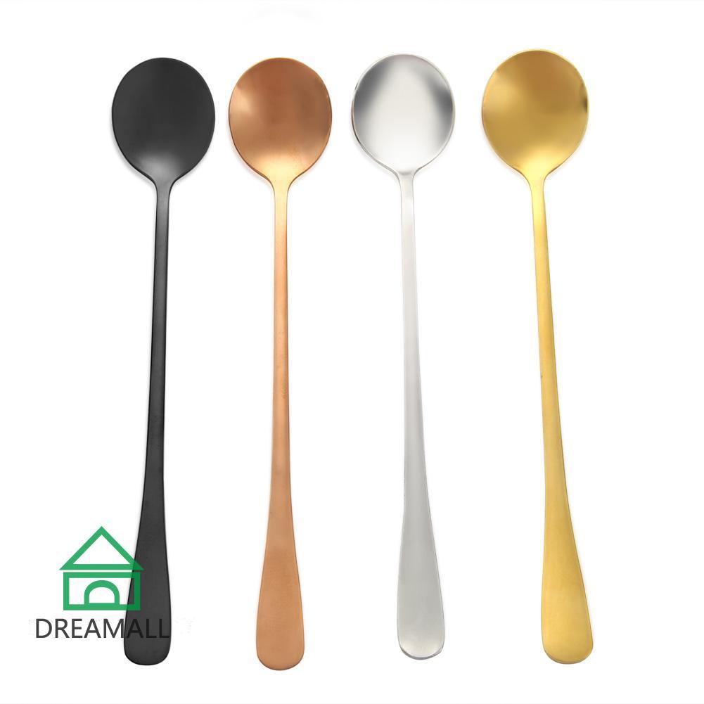 New Long Handle Stainless Steel Spoon Coffee Tea Spoons Tableware