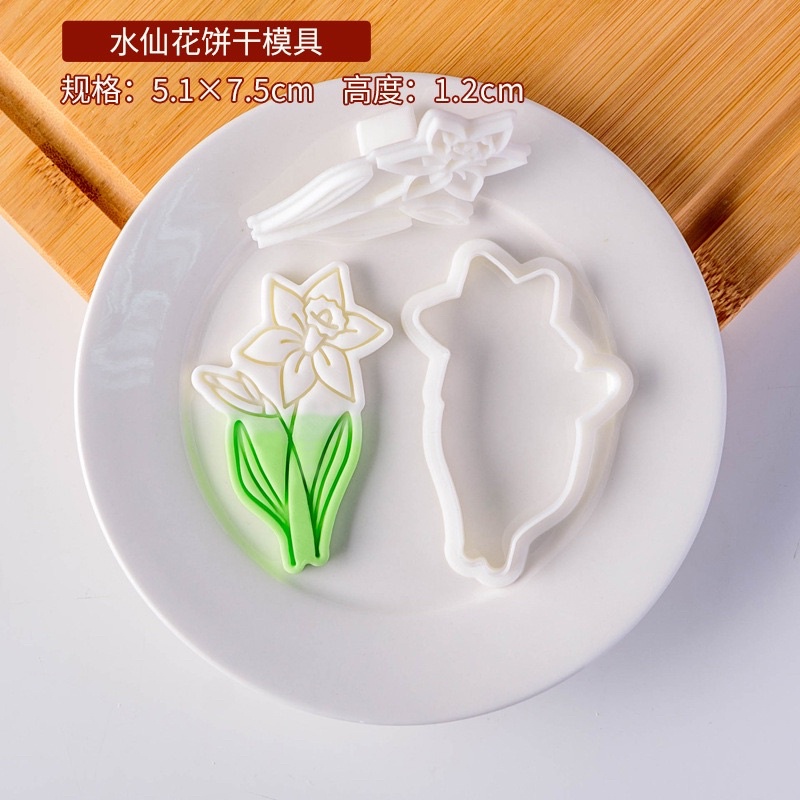 khuôn nhấn nhựa tạo hình hoa cho bánh cookies