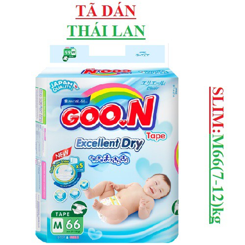 Bỉm dán goon slim thái lan bịch đại M66 (1-12)kg