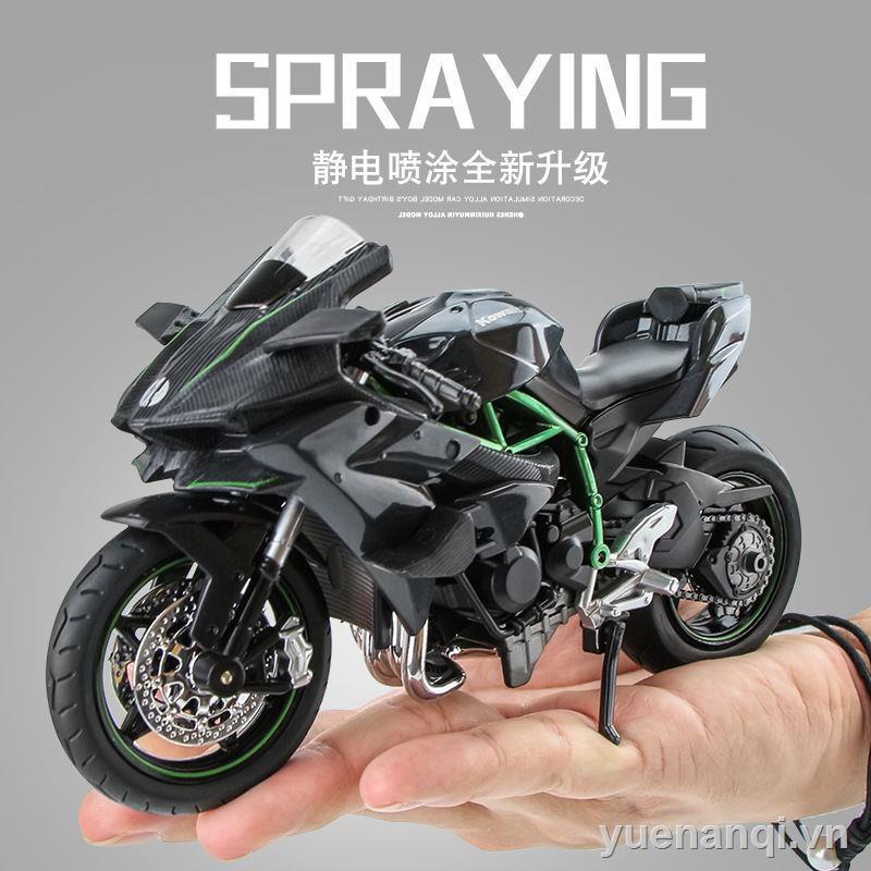 Kawasaki h2r mô hình xe mô tô hợp kim mô phỏng mô hình đầu máy trang trí âm thanh và ánh sáng đồ chơi trẻ em xe hơi món quà cậu bé