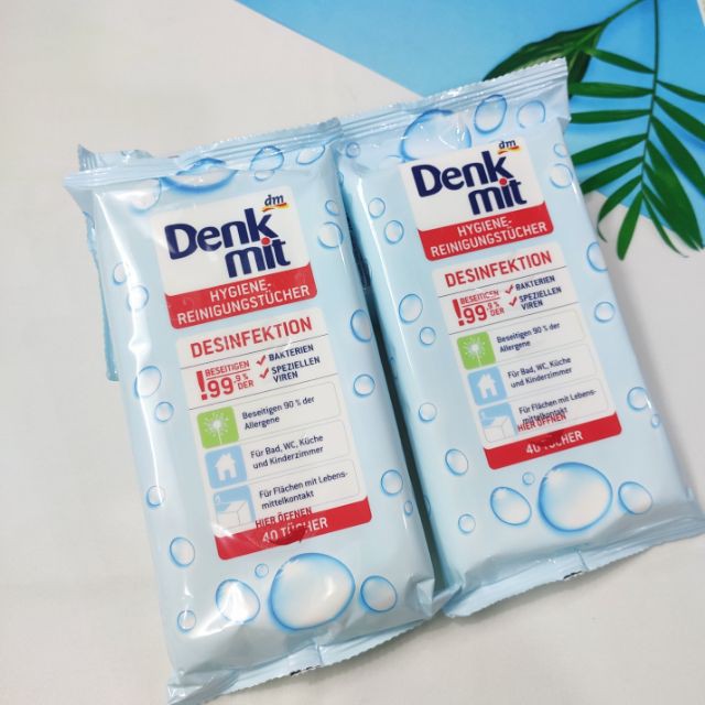 Giấy ướt diệt khuẩn DENKMIT, khăn giấy ướt khử trùng [Hàng Đức chính hãng]
