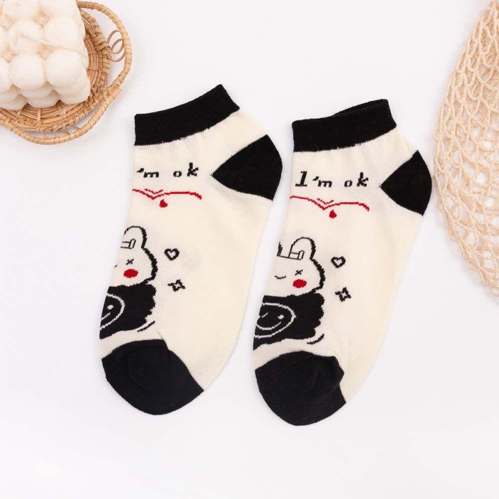 Vớ Cotton Cổ Thấp Họa Tiết Thỏ Hoạt Hình Dễ Thương Thoải Mái