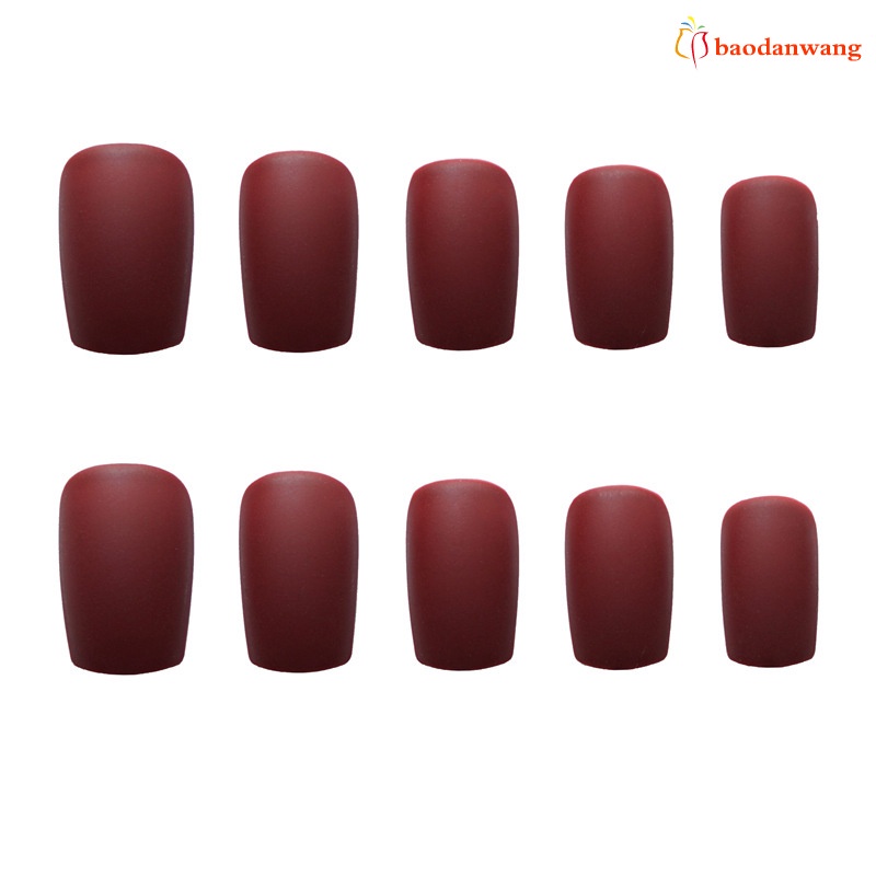 [Hàng mới về] Set 24 móng tay giả màu đỏ rượu không độc hại thời trang sang trọng cho nữ