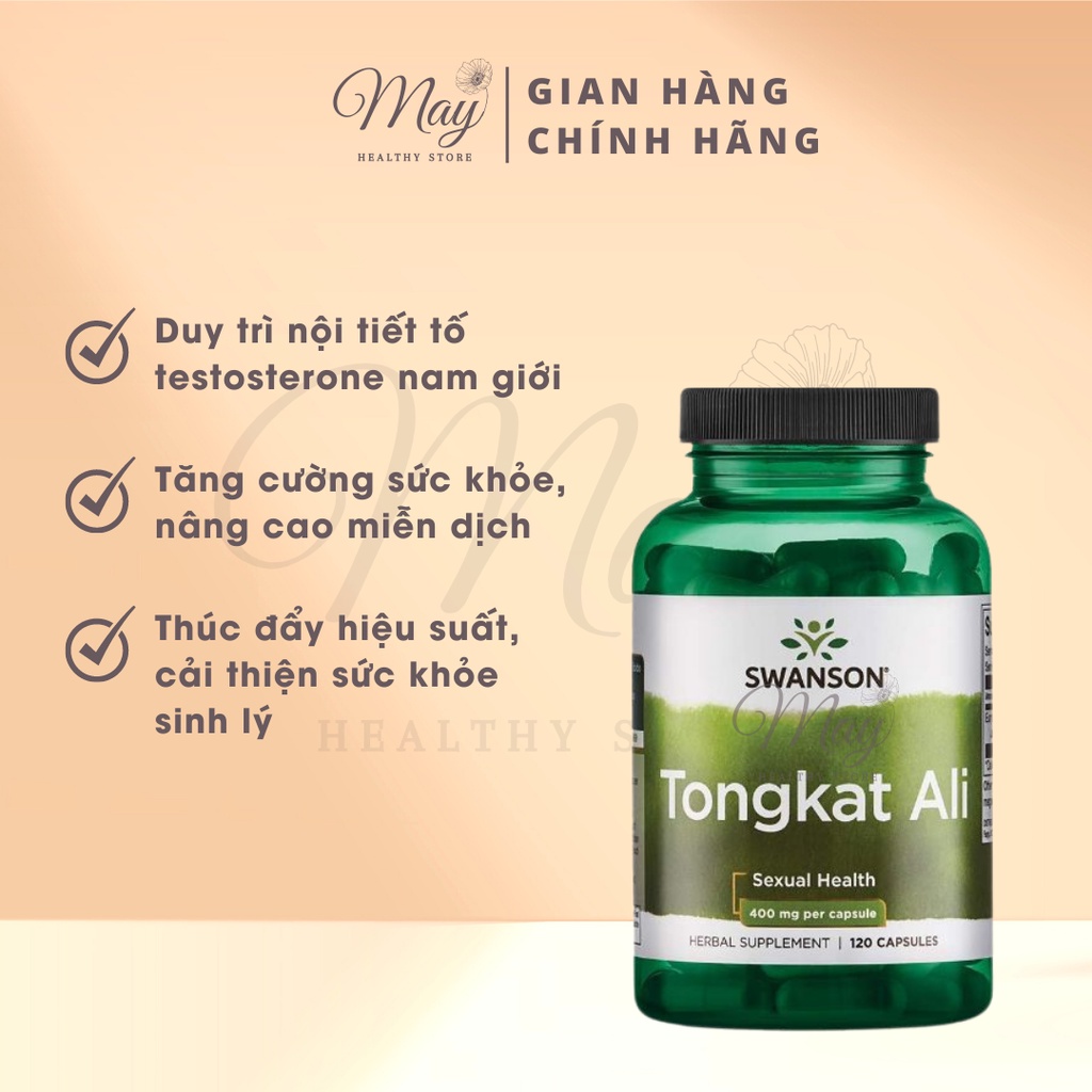 Viên Uống Hỗ Trợ Tăng Cường Sinh Lý Nam Giới Swanson Tongkat Ali 400mg (Lọ 120 Viên)