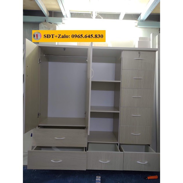 Tủ Nhựa Đài Loan Cao 1m4 Ngang 1m45 Màu Gỗ Sồi 578