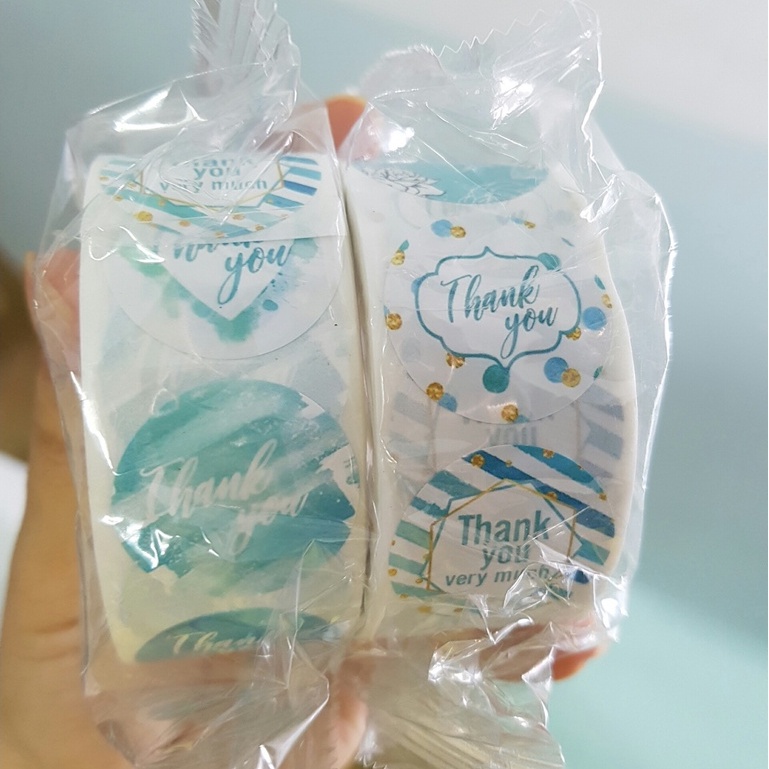 Cuộn 500 miếng sticker stick Thanh you dán nhãn cảm ơn gói quà cảm ơn STICK011