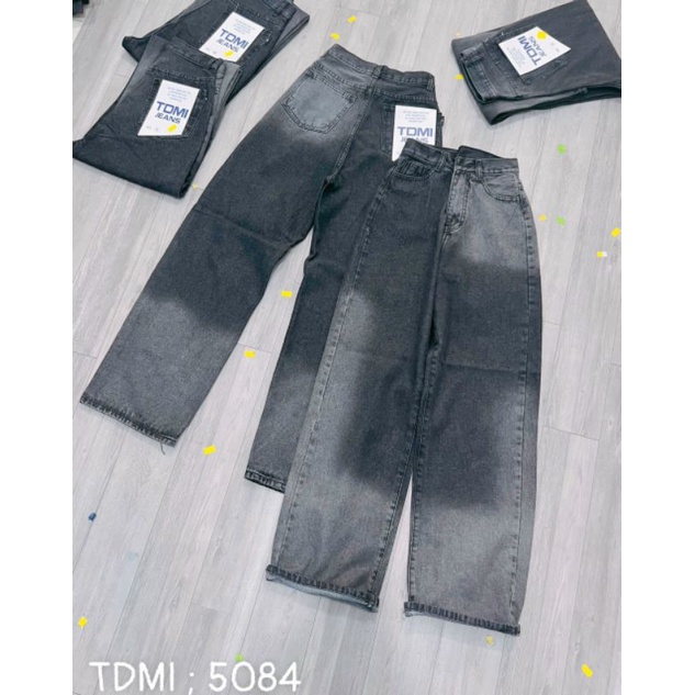 Quần jeans baggy suông phủ gót lưng cao mã 5100 alohashop91