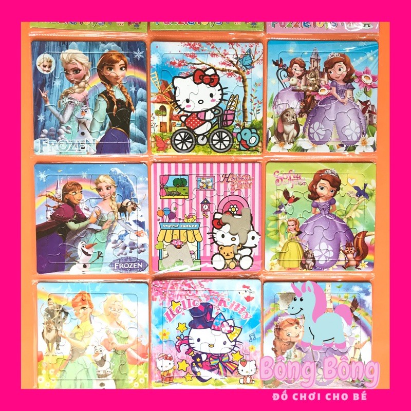 Tranh Ghép Hình Elsa - Hello kitty - Siêu Nhân + Hình Tô Màu