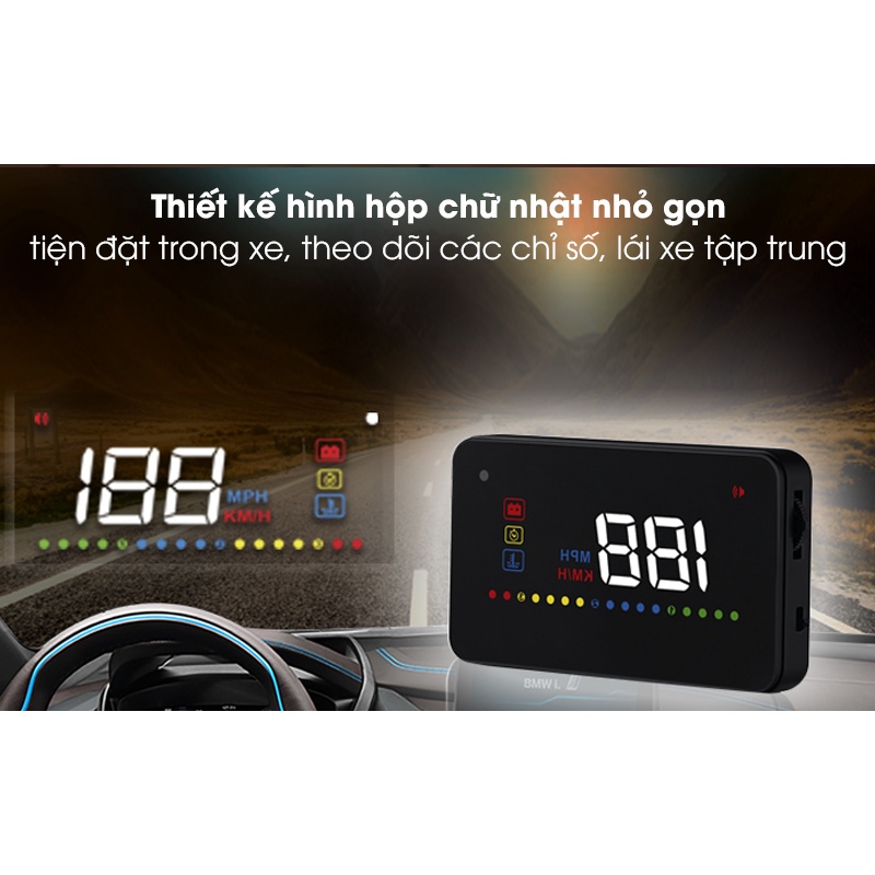 HUD A200 Phiên Bản Mới 2022 - HUD Ô Tô Hiển Thị Tốc Độ Trên Kính Lái