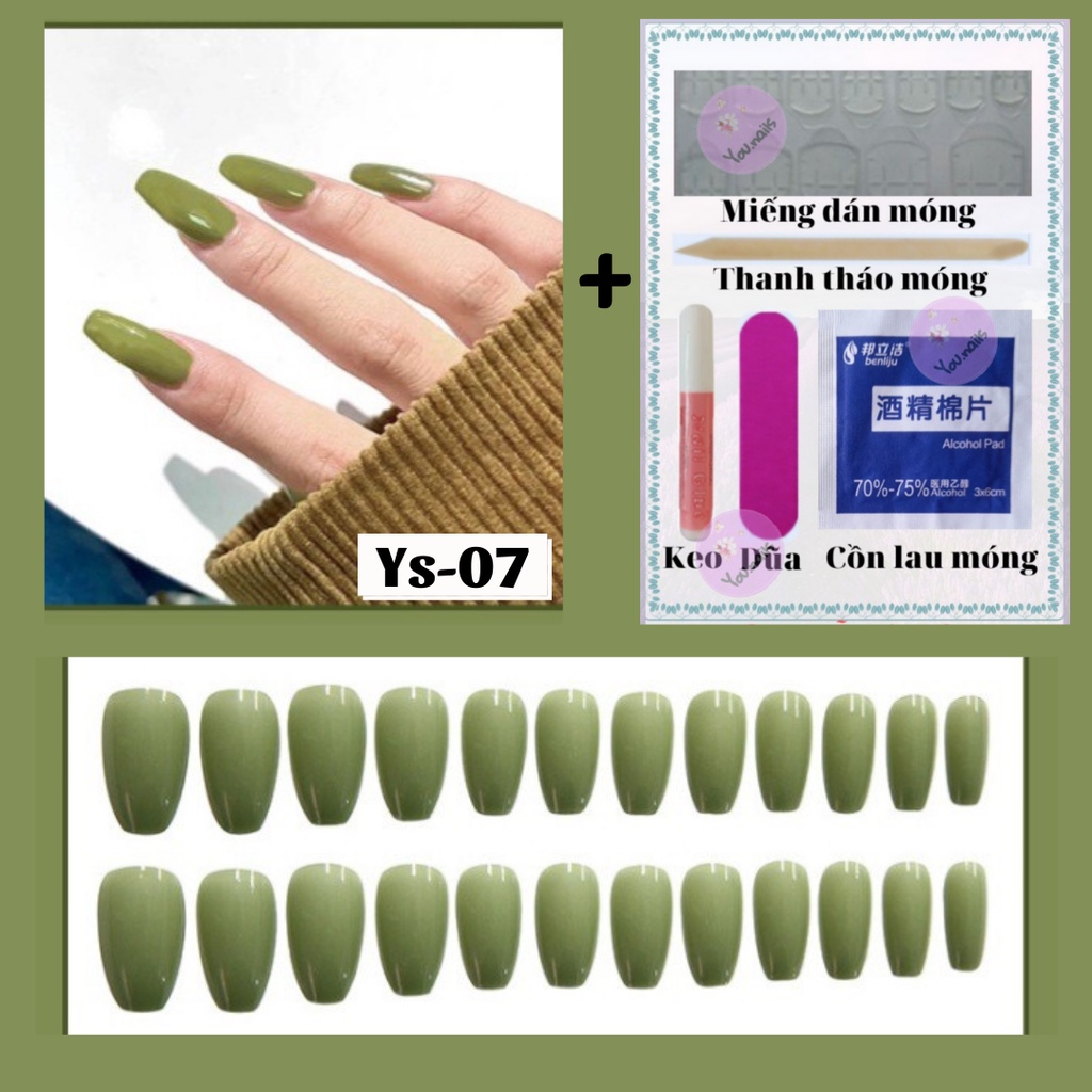 Móng tay giả trơn kèm keo dài nhọn YOU NAILS  Mã Ys-07