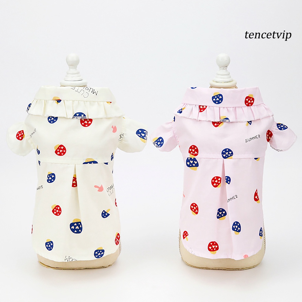 Áo Thun Cotton Phối Bèo In Hình Cây Nấm Thân Thiện Với Da Cho Thú Cưng